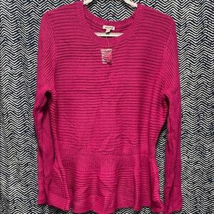 BONGO Women's Fuchsia Crew Neck Sweater